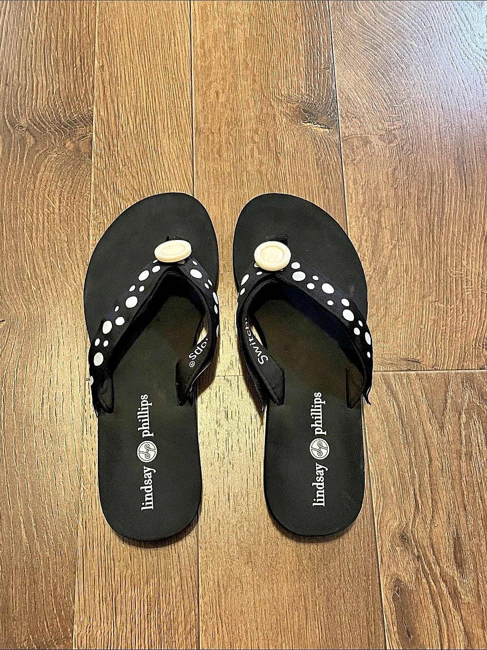 Lindsay Phillips SwitchFlops Polka Dot Flip Flops Black & White